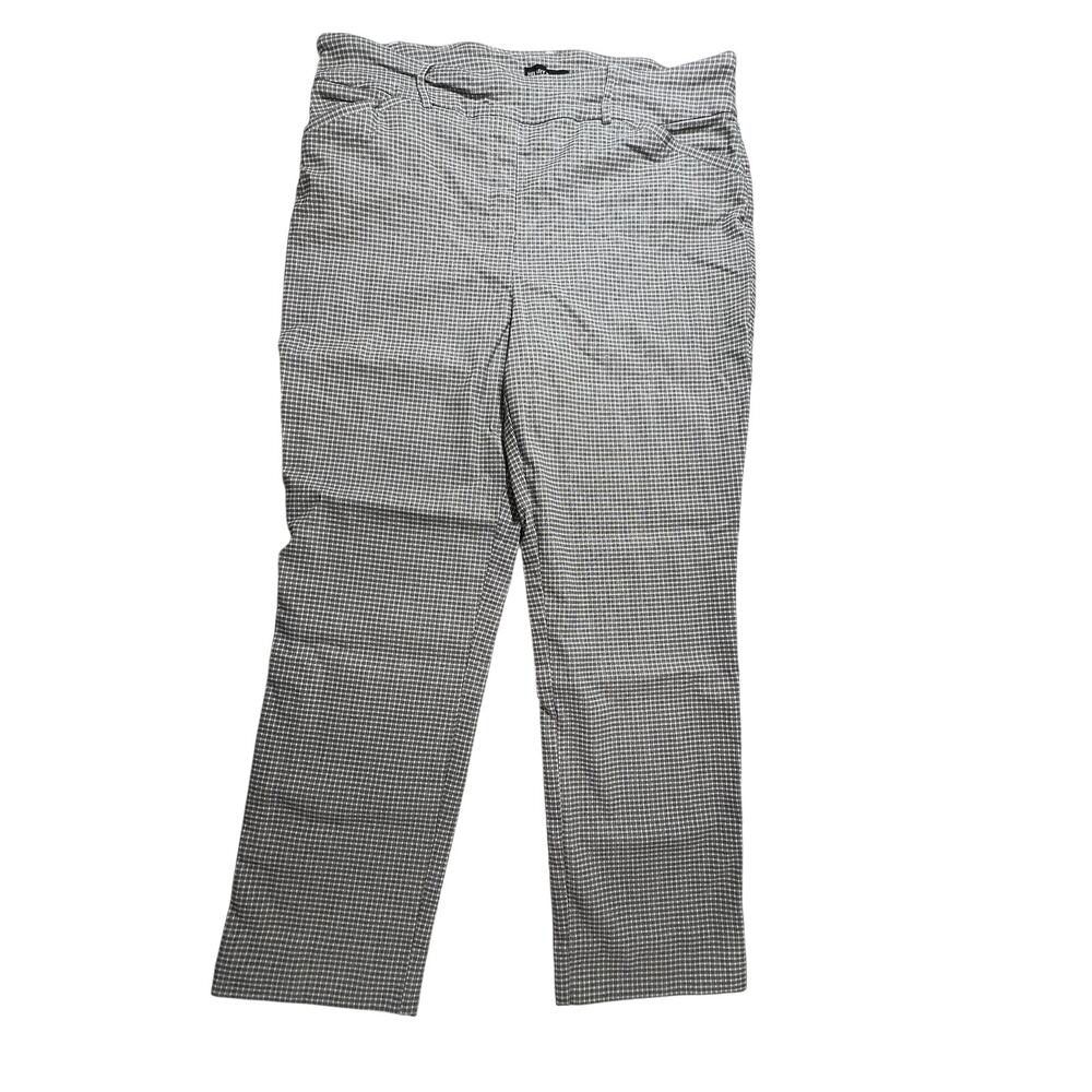 HILARY RADLEY Ankle Pants Women XL Black White Micro Check Tummy Control Stretch